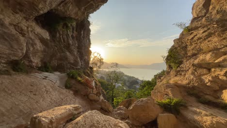 the-beauty-of-Bus-Del-Quai-cave-close-to-lake-Iseo-at-sunset,-Brescia