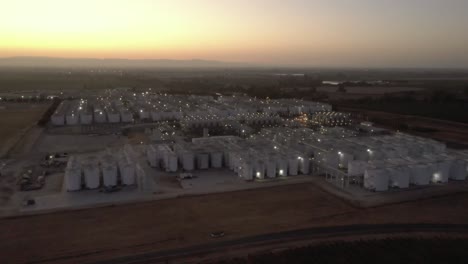 An-aerial-shot-of-a-winery-at-dusk