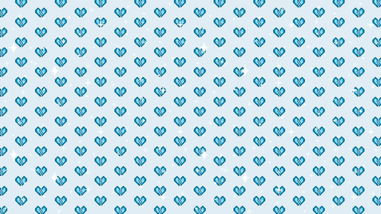 Blue Pixel Heart Pattern