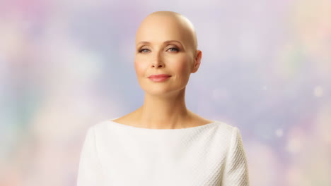 portrait of a confident bald woman