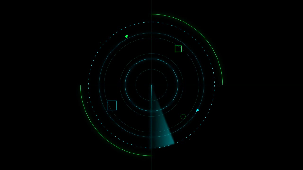 Interfaccia schermo radar digitale con raggio di scansione rotante