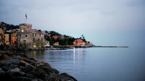 italian castle at twilight rapallo genoa italian riviera night