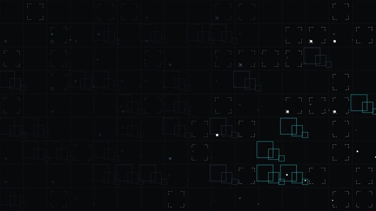 Abstract Digital Background with Animated Glowing Squares and Grid
