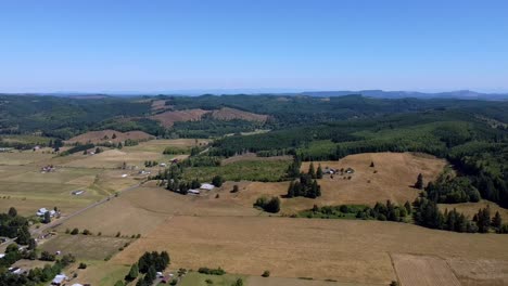 Aerial-View-of-Rolling-Hills-and-Farmland-in-Rural-Pe-Ell,-Washington