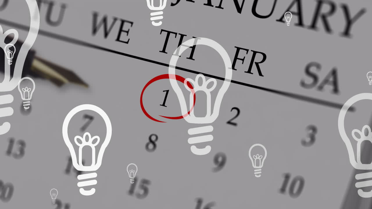 animación de la bombilla sobre el calendario