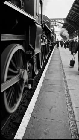 vintage steam train at a station