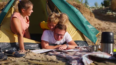 happy family camping trip
