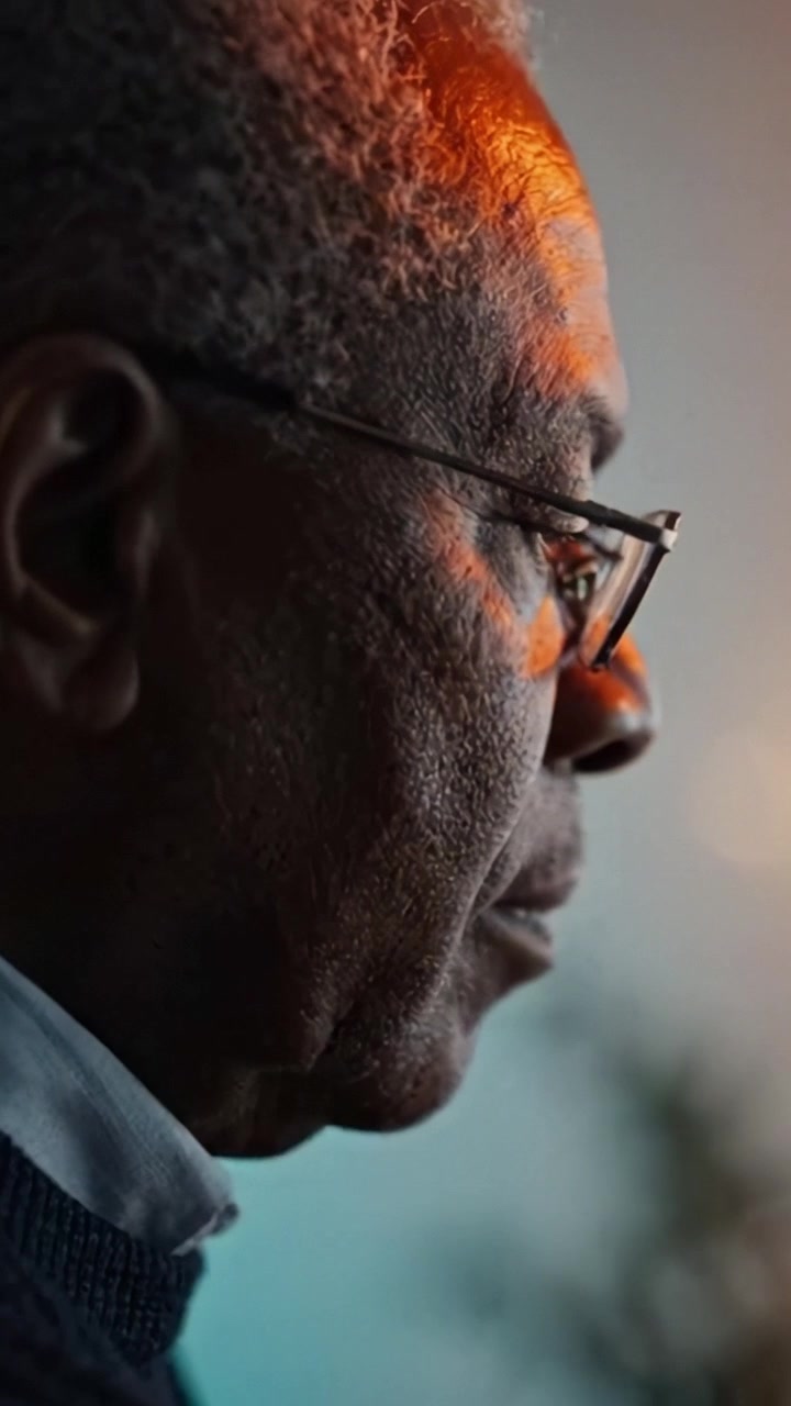 A Thoughtful Elder Reflects: An Intimate Glimpse into the Contemplative Moments of a Senior Individual Captured in Two Frames of Time