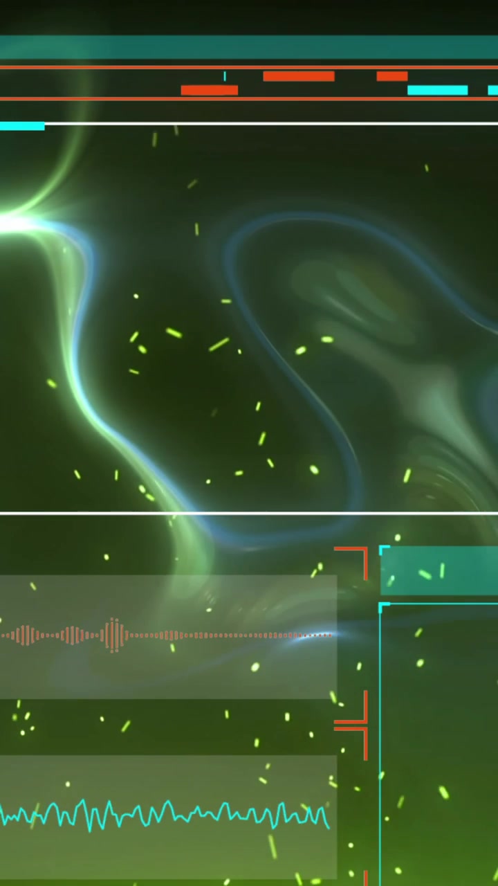 Animazione di interfaccia con elaborazione dati, onda digitale su sfondo sfumato verde