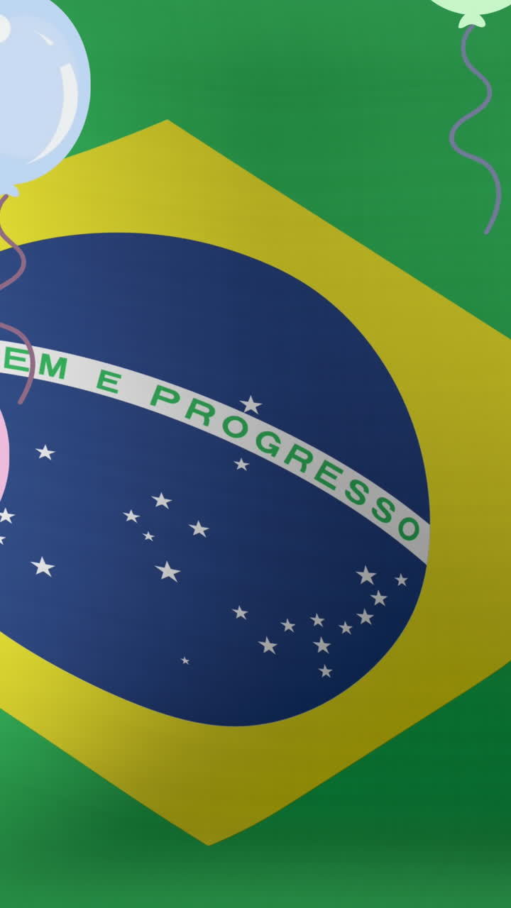 animación de globos sobre la bandera de brasil
