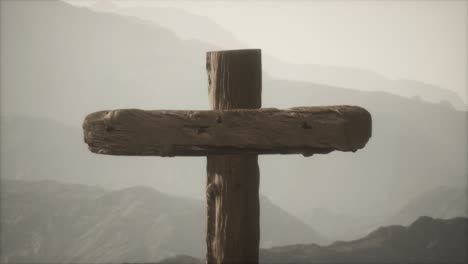 wooden crucifix cross at mountain