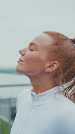 a moment of serenity: a focused athlete embraces calmness and mindfulness while training in a peaceful outdoor setting