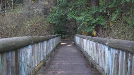 el puente de madera en el parque estatal de deception pass de washington