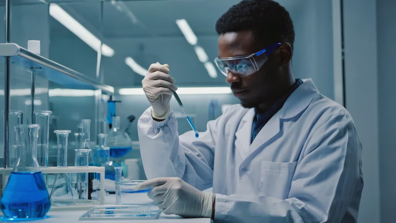 Un scientifique homme réalisant une expérience en laboratoire