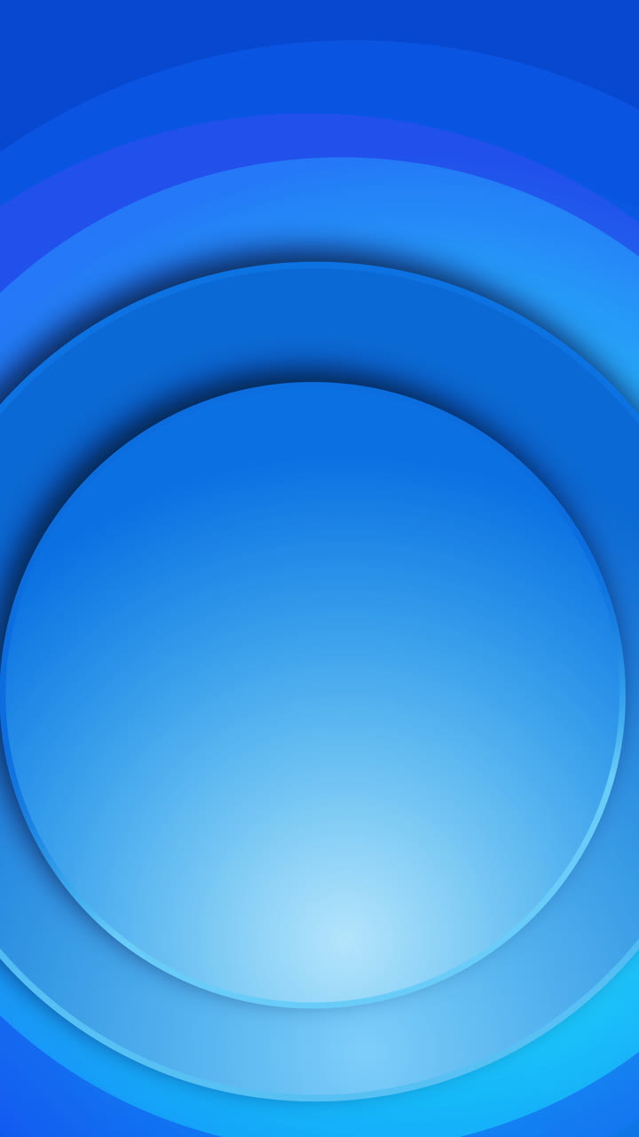 Abstract blue geometric background with 3d paper cut circle. Dynamic shapes composition. Loop vertical video. Copy space.