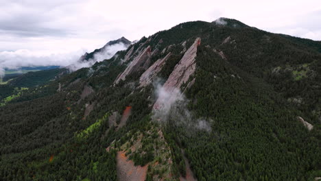 aerial view of iconic pointed slabs of flatirons in chautauqua park, boulder