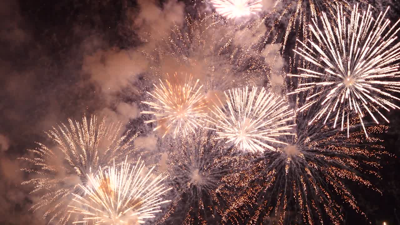 los fuegos artificiales en el cielo nocturno