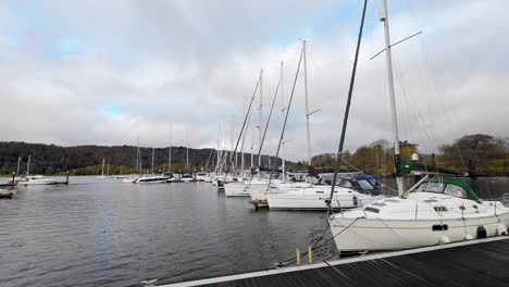 boats, sailing ships, moored on the harbor of bowness-on-windermere