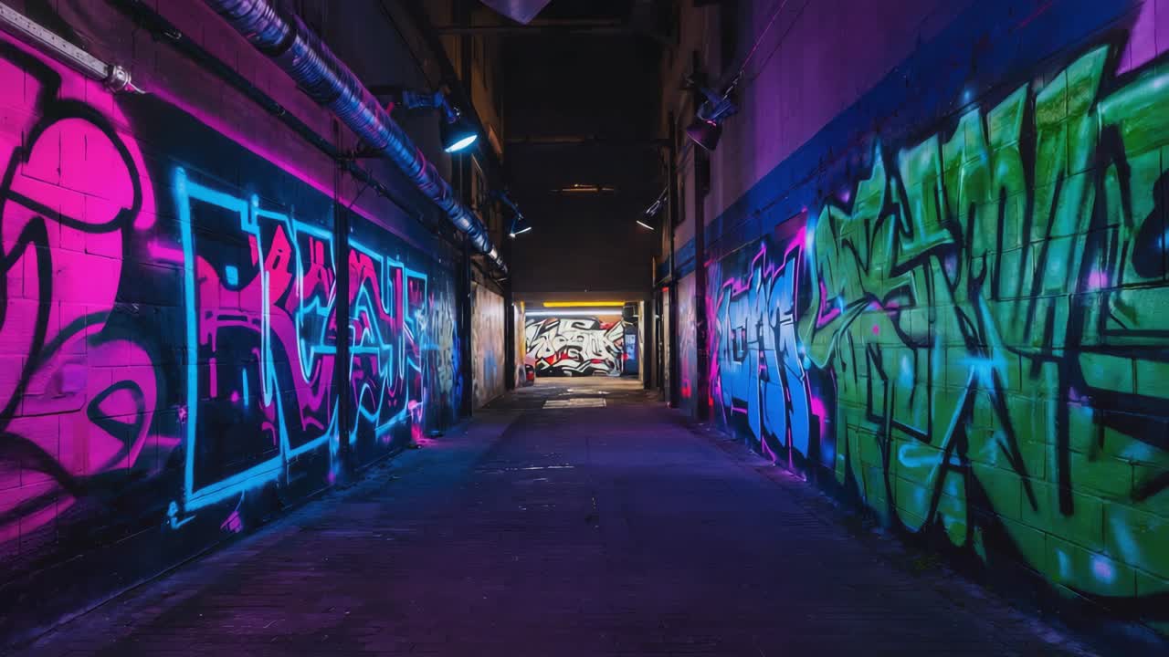 Urban Tunnel with Graffiti Art
