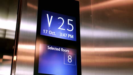 floor number display in the elevator moving downstairs