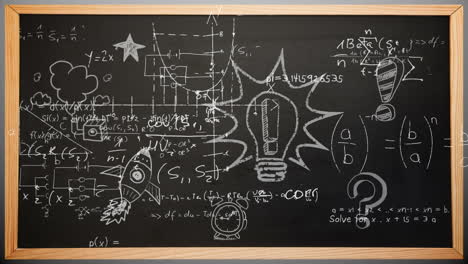 animación de fórmulas matemáticas con procesamiento de datos e información digital en la pizarra escolar