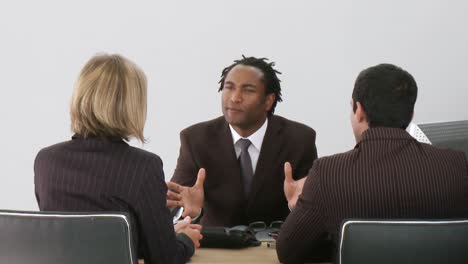 businessman talking with his associates