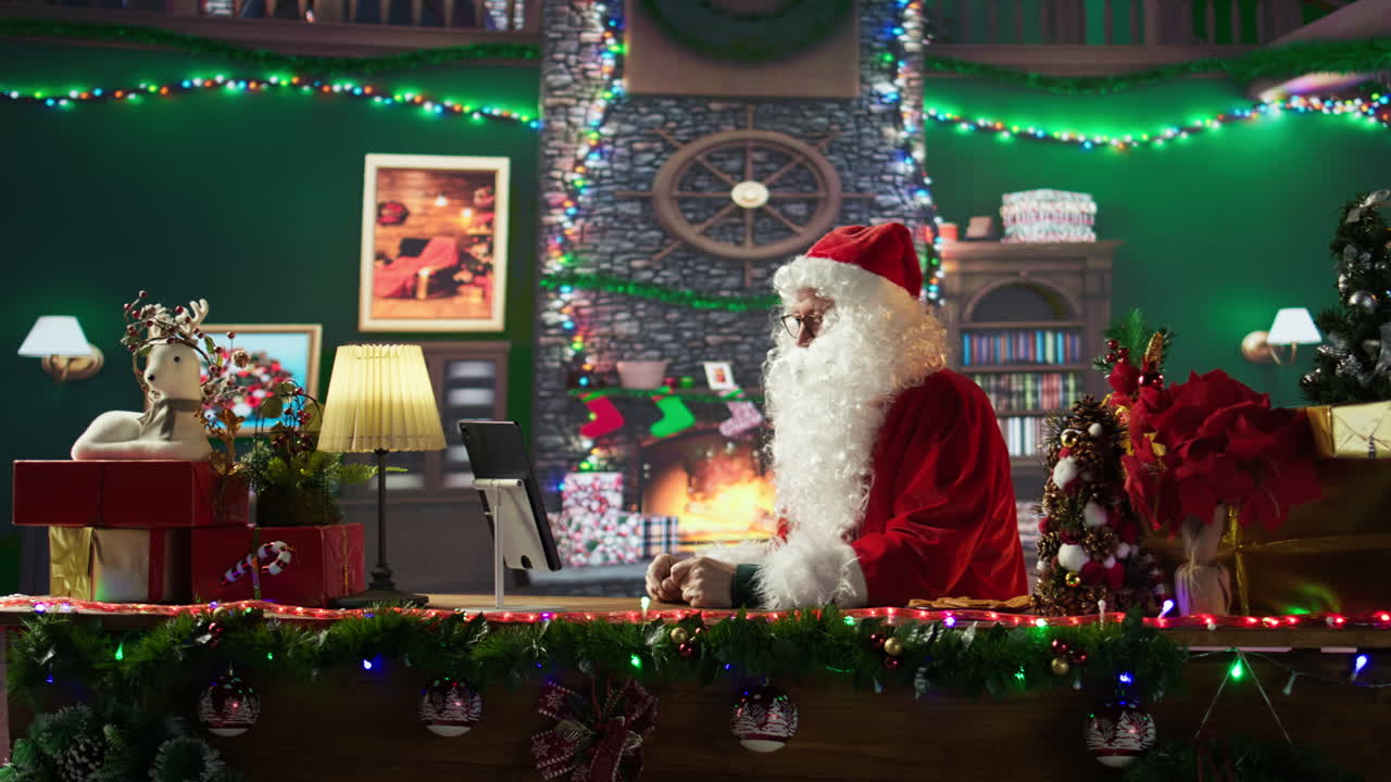 Santa Claus in his festive workshop