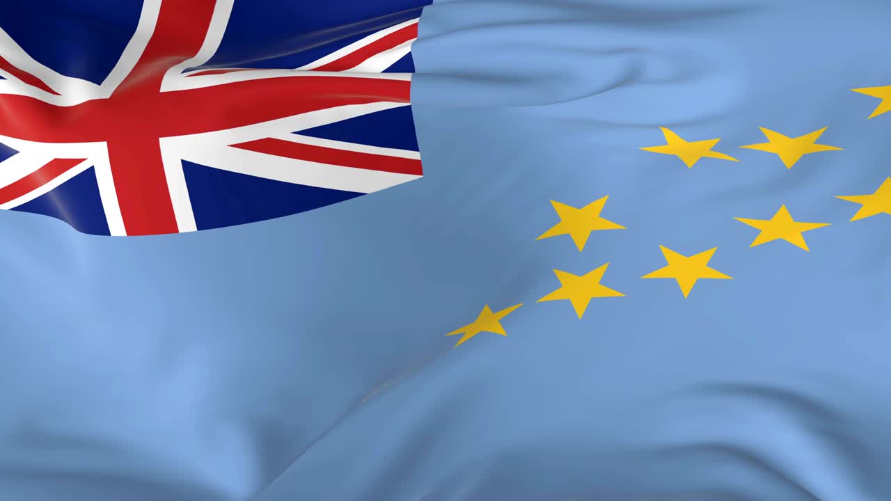 배경으로 루프 발을 흔들고 있는 투발루