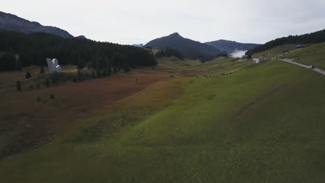 Plateau-des-Glières-with-national-resistance-monument-during-summer-season-in-Haute-Savoie,-France