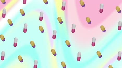 Animation-of-floating-pills-on-colourful-background