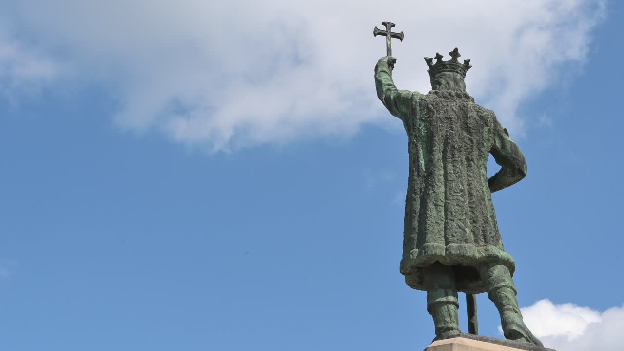 Chisinau, Moldova - May 19, 2021: Stephen the Great Monument in the city centre