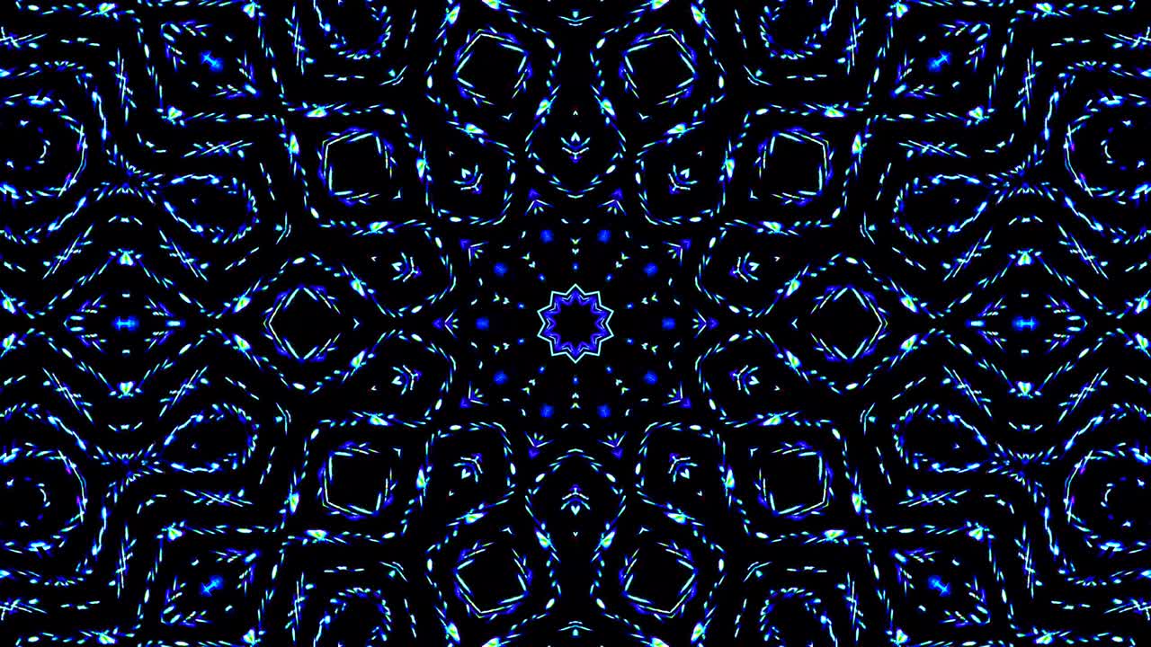 Abstract kaleidoscope shining beautiful smooth motion blue lines shining light arrangement