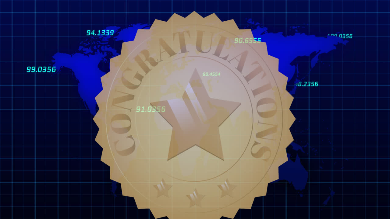 animación del procesamiento de datos sobre el texto de felicitaciones