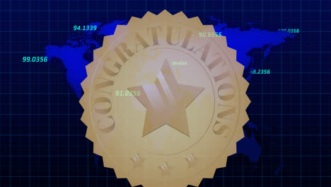 animation of data processing over congratulations text