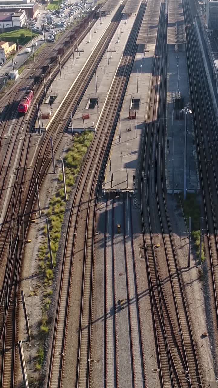 Aerial Railway tracks Vertical Video