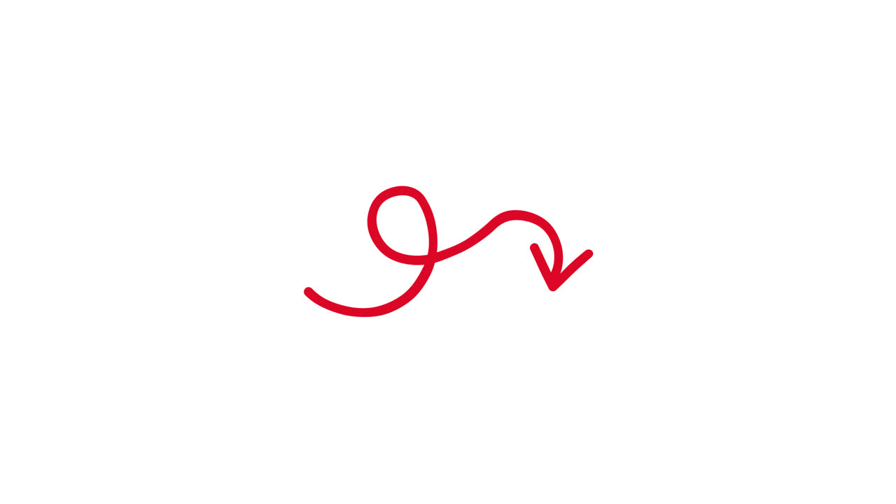 Animated Red Arrow Drawing Itself on White Background