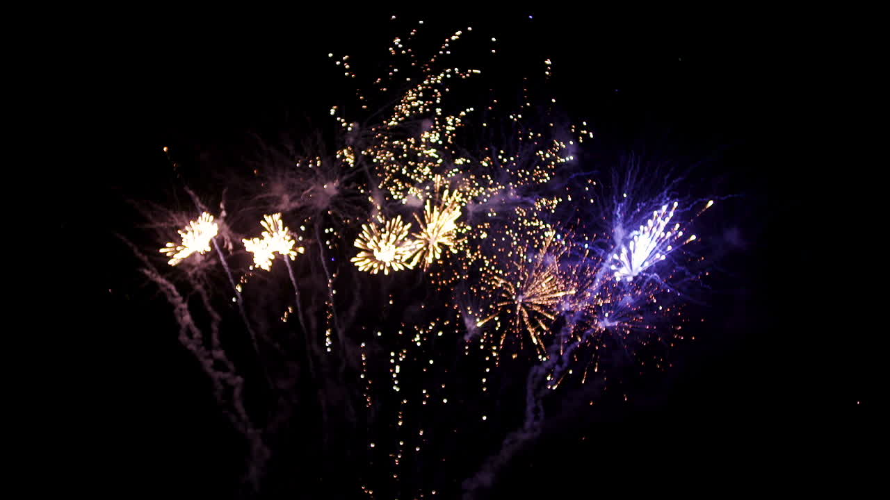 I fuochi d'artificio colorati esplodono nel cielo notturno
