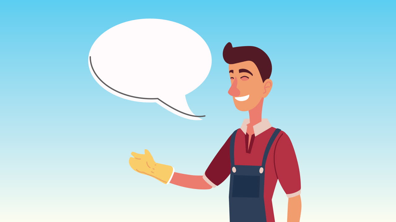Smiling Gardener with Speech Bubble