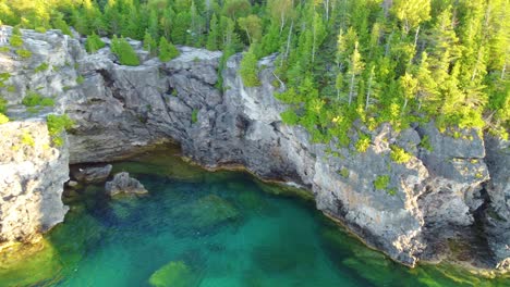 beautiful rocky beach on georgian bay, ontario, canada_drone view