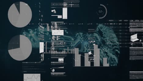 Animation of screens with statistical data processing and security key of microprocessor connections
