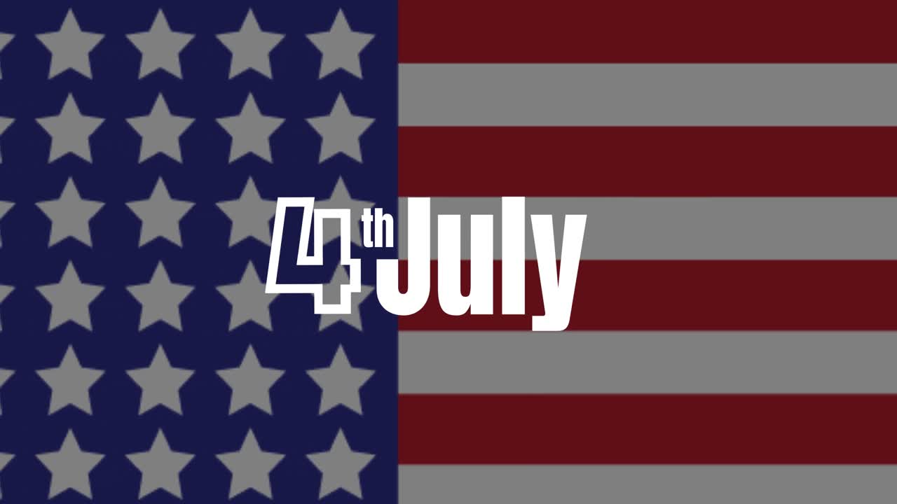 Animation of 4th july text over colours of american flag