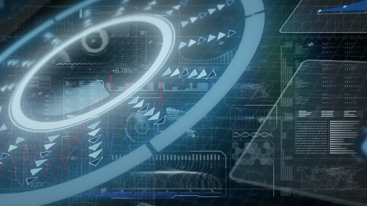 그래픽 인포그래픽 인터페이스 화면의 애니메이션 및 루프로 움직이는 프로그래밍 데이터