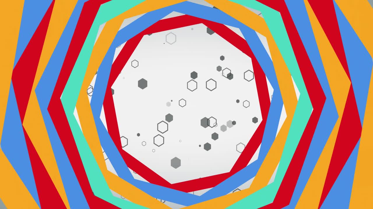 색 바탕에 다채로운 모양과 반점의 애니메이션