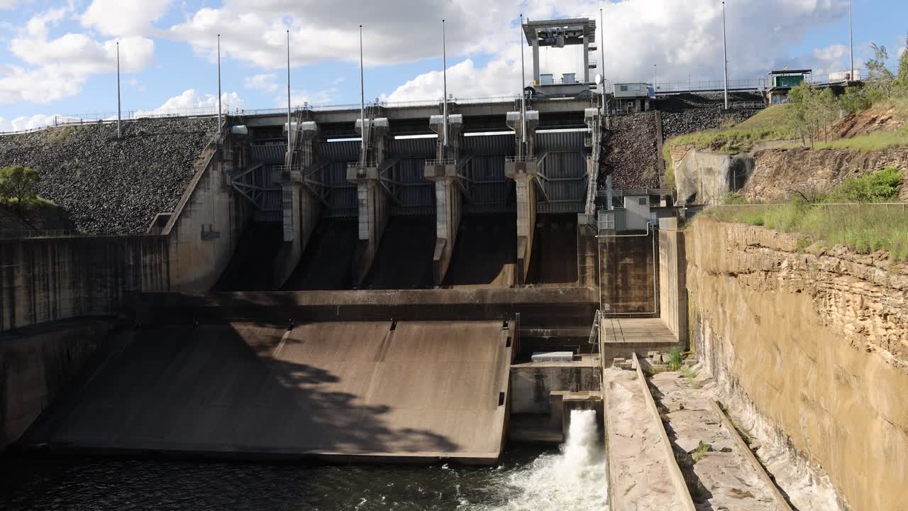 Timelapse of water flow through a hydroelectric dam
