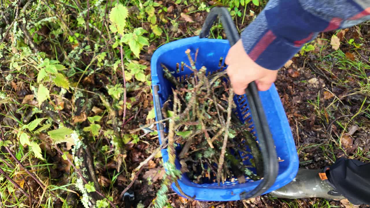 llenar la cesta con leña