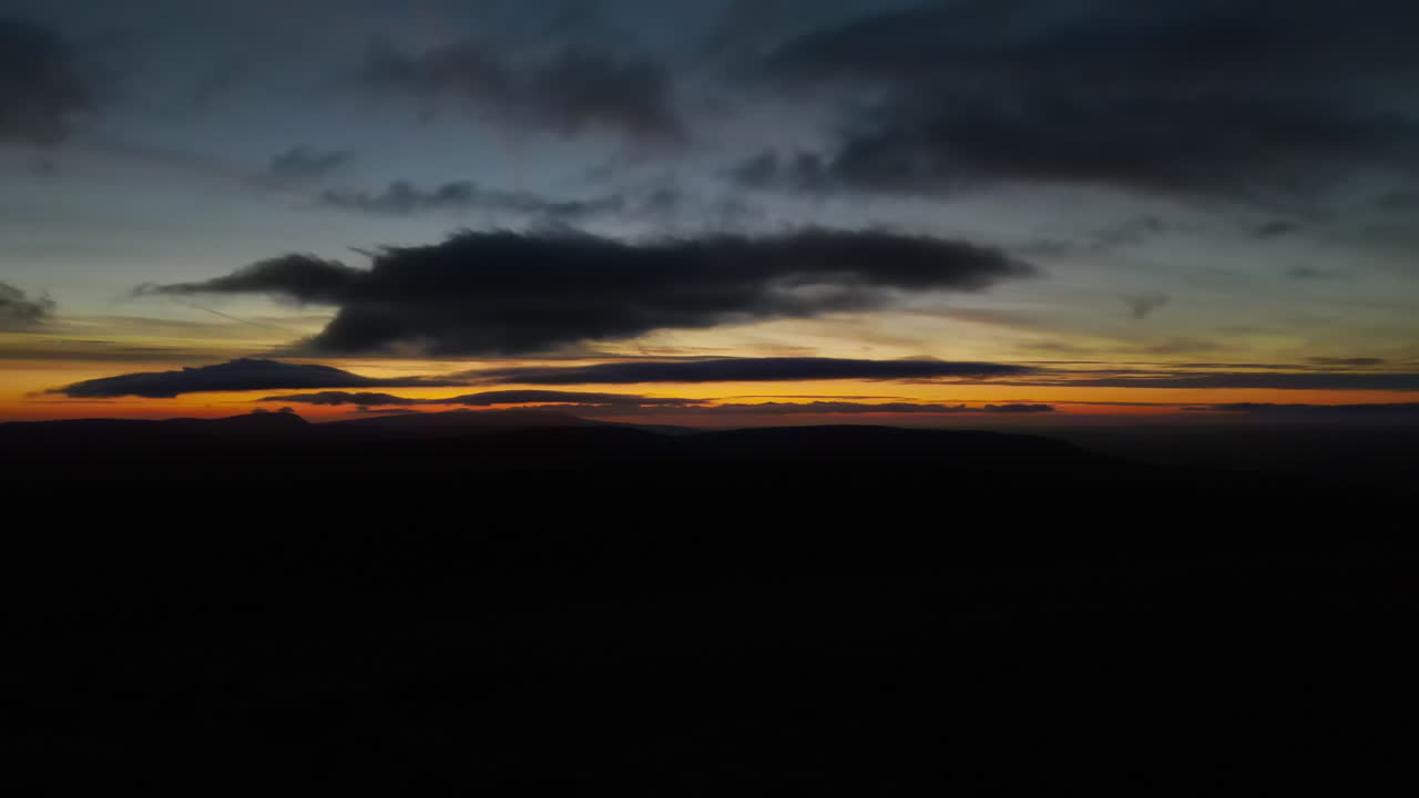 Aerial shot of Welsh sunset with some cloud