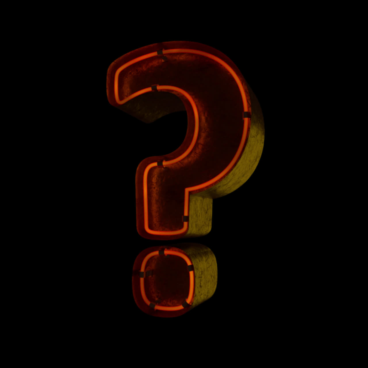 Flickering Neon Question Mark Symbol on Black Background