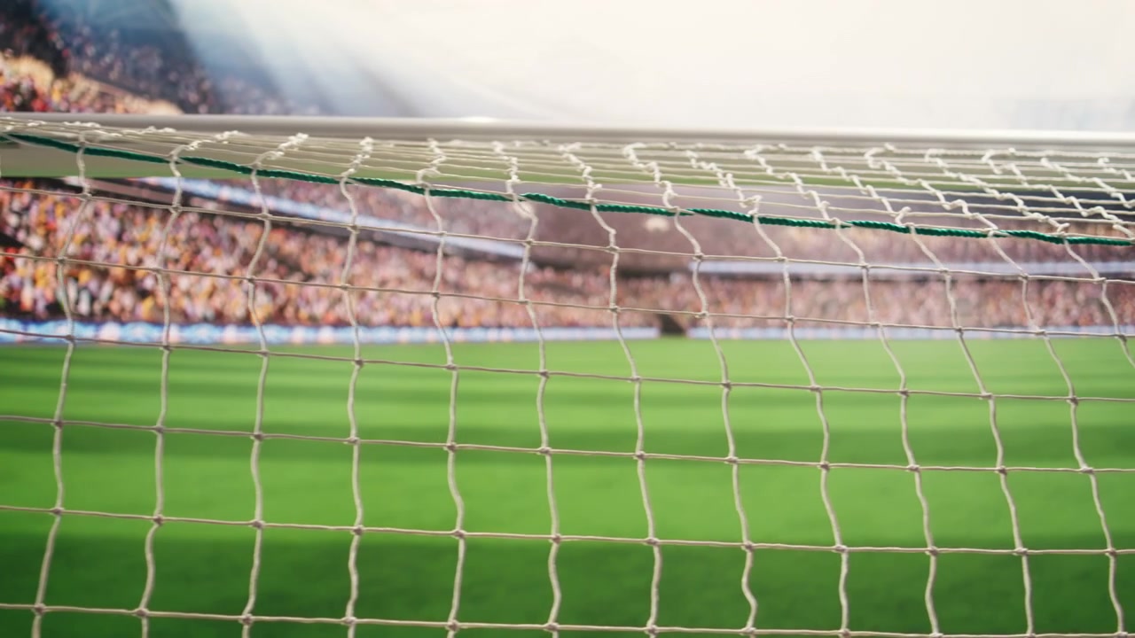 Close-up View of Soccer Goal Net in a Stadium