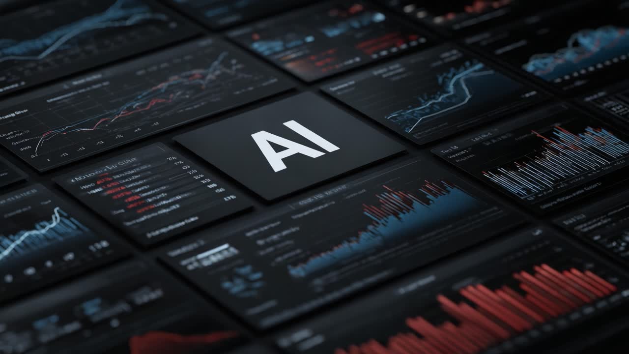 Exploring the Future of Technology: AI Data Visuals in Dynamic Graphs and Analytics on a Digital Interface with Trend Insights and Patterns