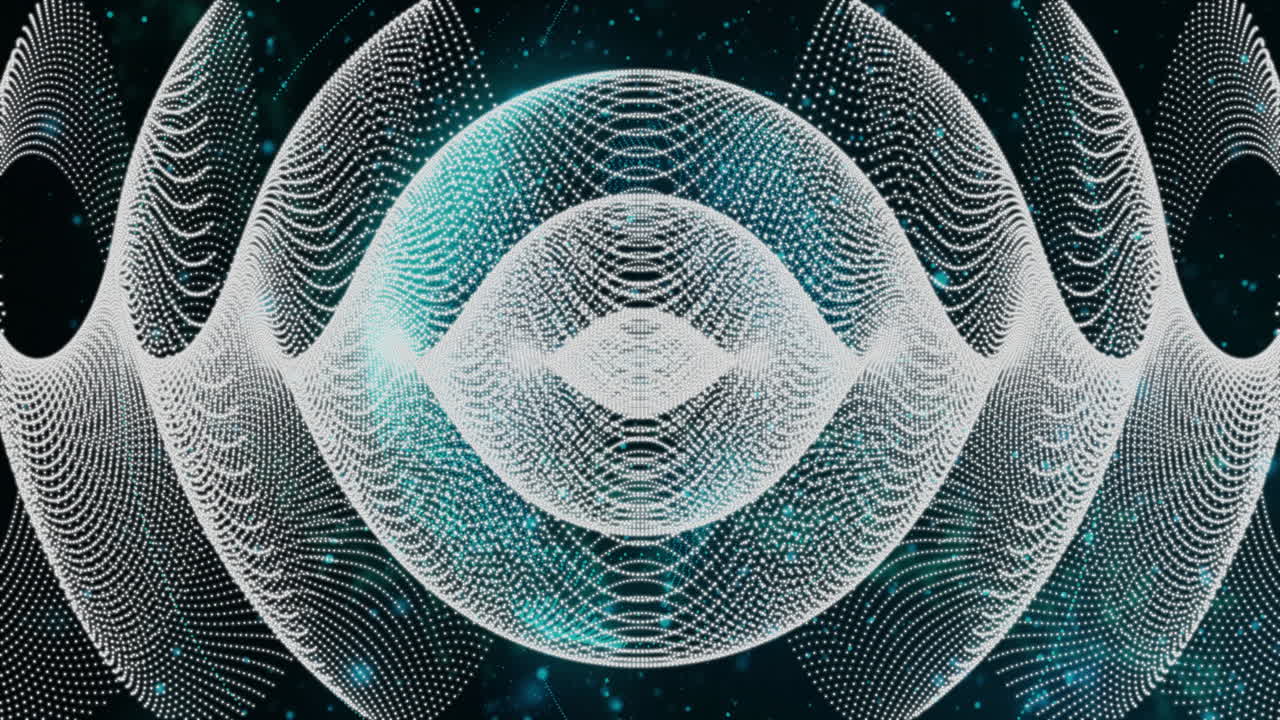 Dark background with intricate white lines forming abstract geometric pattern animation